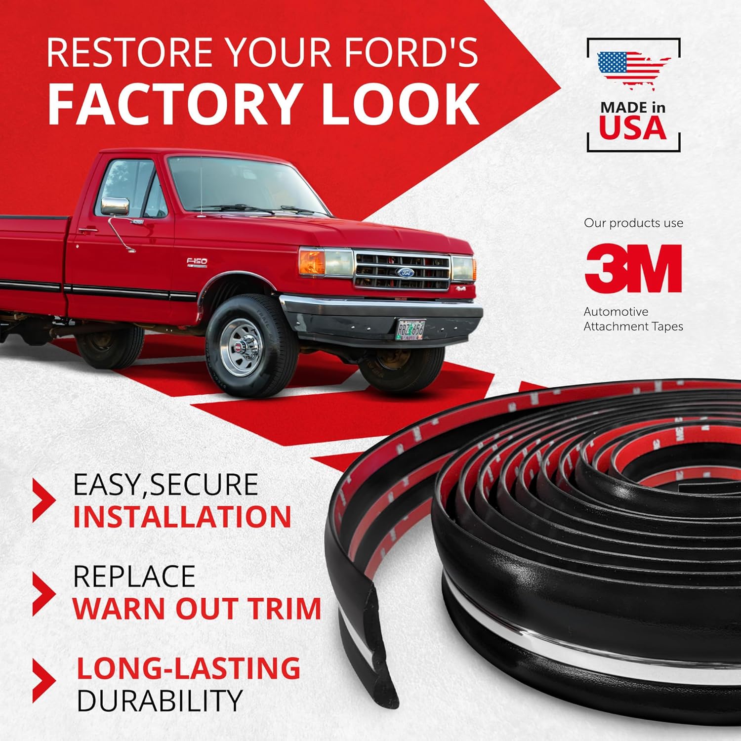 All-Fit Replacement Body Side Molding - 1987-1991 Ford F150, F250, F350 & Ford Bronco