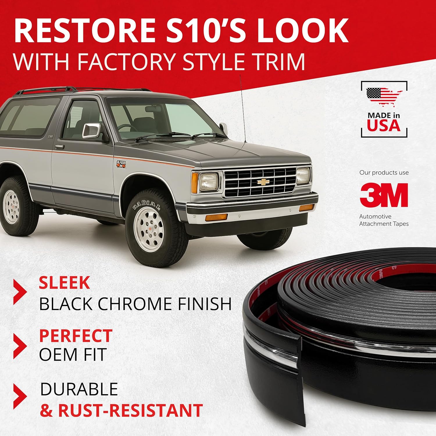 All-Fit Replacement Body Side Molding – 1983–1990 Chevy/GMC/Toyota