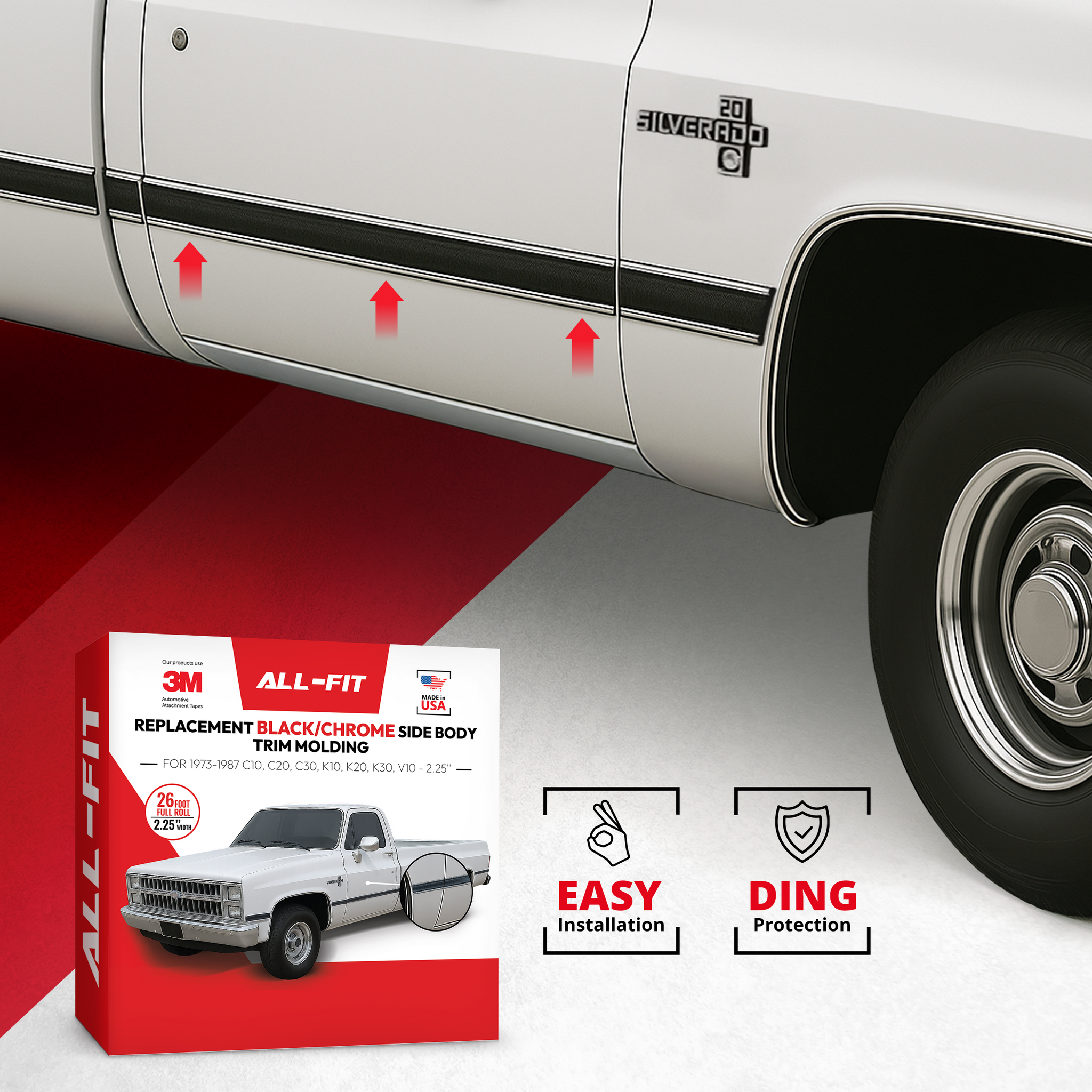 All-Fit Replacement Square Body Side Molding – 1973-1987 Chevy/GMC
