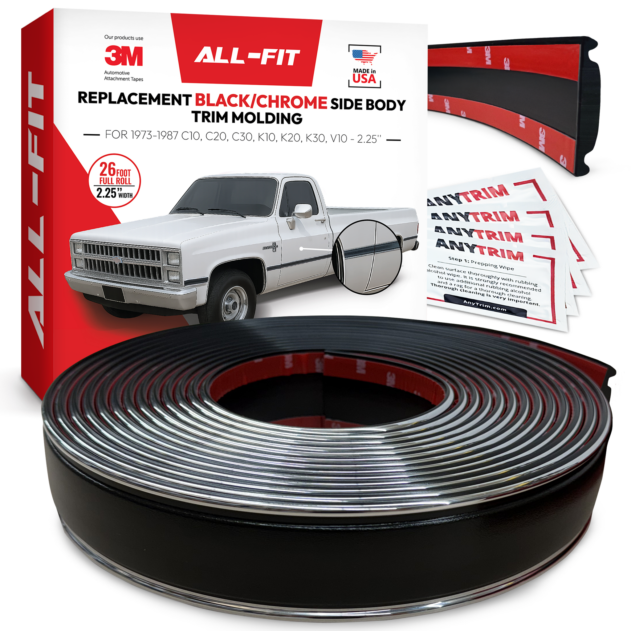 All-Fit Replacement Square Body Side Molding – 1973-1987 Chevy/GMC