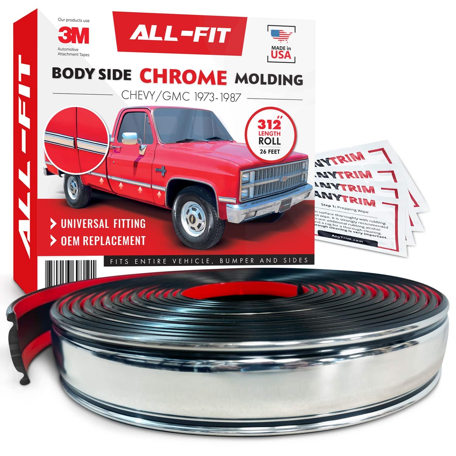 All-Fit Replacement Square Body Side Molding – 1973-1987 Chevy/GMC